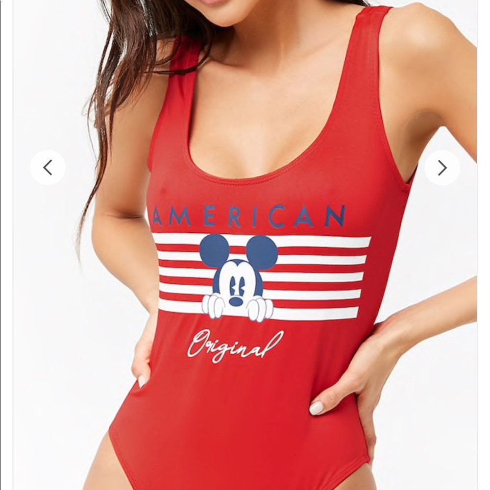 ✨ NWT forever 21 L Mickey Red one piece swimsuit ✨